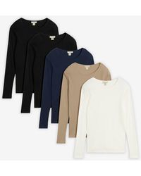 bonprix - Geribde Shirts Van Zuiver Biologisch Katoen (Set Van 5) - Lyst