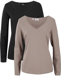 bonprix - Maglia A Maniche Lunghe Aderente (Pacco Da 2) - Lyst