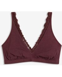 bonprix - Geripptes Bralette Mit Bio-Baumwolle Und Spitze - Lyst