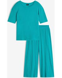 bonprix - Geribde Pyjama Met Culotte (2-Dlg. Set) - Lyst