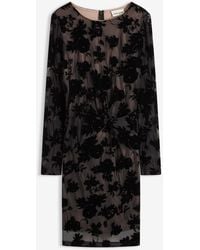 bonprix - Mini Jurk Van Fijne Mesh Met Flockprint - Lyst
