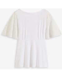 bonprix - Shirt Mit Spitzenärmeln - Lyst