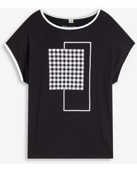bonprix - Shirt Mit Platziertem Druck Und Kontrast Piping - Lyst