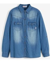 bonprix - Camicia Di Jeans A Maniche Lunghe Con Bottoni A Pressione - Lyst
