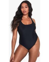 Boohoo - Plus Swimwear Essentials Square Neck Tummy Control Swimsuit - Lyst