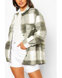 Boohoo Womens Petite Karierte Hemdjacke - Lila