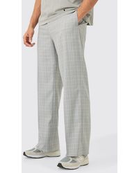BoohooMAN - Check Tailored Wide Leg Trousers - Lyst