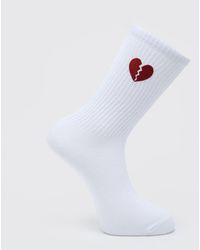Boohoo Broken Heart Sport Sock - White