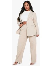 Boohoo - Plus Linen Elasticated Back Tailored Trouser - Lyst