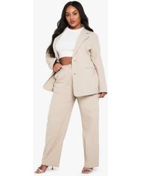 Boohoo - Plus Linen Elasticated Back Tailored Trouser - Lyst