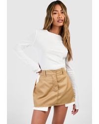 Boohoo - Twill Pocket Hem Detail Mini Skirt - Lyst