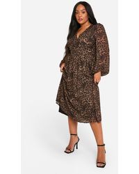 Boohoo - Plus Woven Milkmaid Midi Skater Dress - Lyst