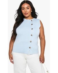 Boohoo - Plus Assymettric Button Down Waistcoat - Lyst