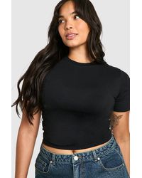 Boohoo - Camiseta Plus De Algodón Ajustada Con Cuello De Caja - Lyst