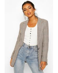 Boohoo Petite Longline Flannel Blazer - Black