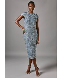 Coast - Cap Sleeve Pearl Embellished Pencil Dress - Lyst