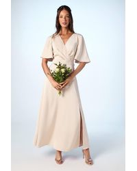 Coast - Angel Sleeve Wrap Satin Maxi Bridesmaid Dress - Lyst