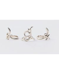 BoohooMAN - 3 Pack Sculptural Rings In Silver - Lyst