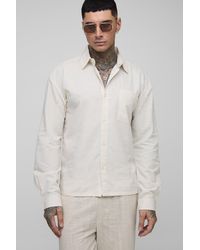 Boohoo - Tall Long Sleeve Linen Look Regular Fit Overshirt - Lyst