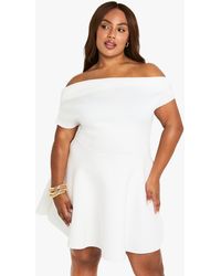 Boohoo - Plus Structured Bardot Mini Skater Dress - Lyst