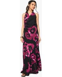 Boohoo - Floral Chiffon Halter Neck Cowl Maxi Dress - Lyst