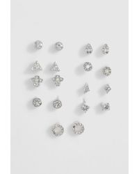 Boohoo - Silver Embellished 9 Pack Earrings - Lyst
