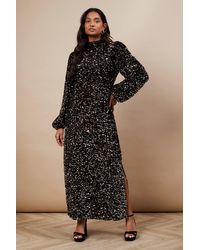 Oasis - Occasion Velvet Sequin High Neck Midi Dress - Lyst