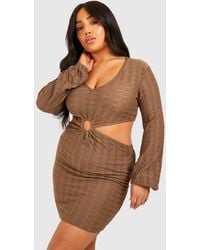 Boohoo Stripe Knit O-Ring Beach Maxi Dress in Orange | Lyst