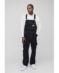 Boohoo - Relaxed Fit Worker Denim Dungarees - Lyst