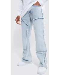 BoohooMAN - Baggy Rigid Flare Jeans With Frayed Worker Panel - Lyst