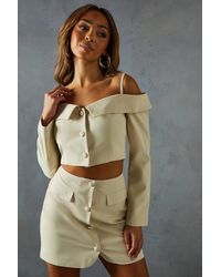 MissPap - Tailored Bardot Button Down Top - Lyst