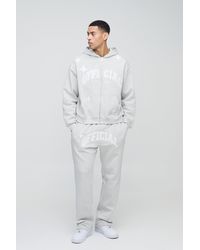 BoohooMAN - Oversized Boxy Official Applique Zip Hooded Tracksuit - Lyst