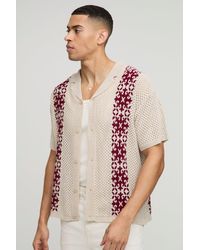 Boohoo - Camisa Holgada De Punto Efecto Croché Con Línea En El Filo - Lyst