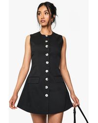Boohoo - Tailored Button Down Cinched Waist Mini Dress - Lyst