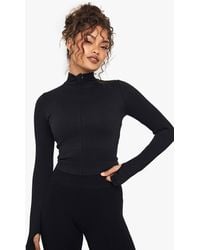 Boohoo - Seamless Rib Zip Through Jacket - Lyst