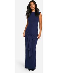 Boohoo - Petite Premium Rib Knit Tie Waist Detail Maxi Dress - Lyst