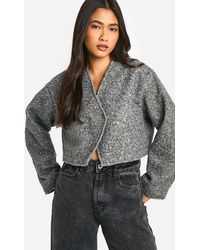 Boohoo - Wool Look Cropped Jacket - Lyst