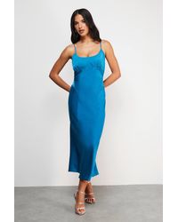Warehouse - Satin Tie Bust Seam Strappy Midi Slip Dress - Lyst