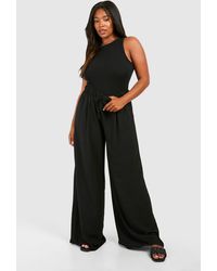 Boohoo - Plus Woven Drawstring Wide Leg Trouser - Lyst