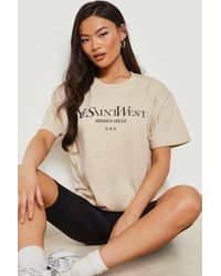 Boohoo Ye Saint West Oversized T-shirt - Natural
