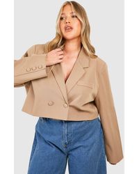 Boohoo - Plus Double Breasted Boxy Crop Blazer - Lyst