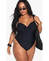Boohoo - Plus Sunshine Trim Balcony Swimsuit - Lyst