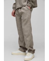 Boohoo - Tall Straight Leg Boucle Elasticated Waist Pants - Lyst