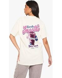 Boohoo - Blueberry Smoothie Oversized Printed T-Shirt - Lyst