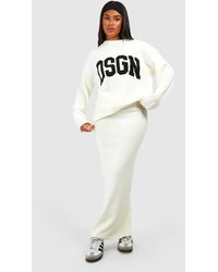Boohoo - Dsgn Crew Neck Knitted Sweater And Maxi Skirt Set - Lyst