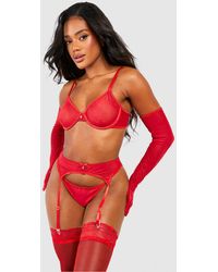 Boohoo - Sparkle Lingerie And Suspender Set With Gloves - Lyst