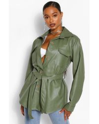 khaki faux leather jacket