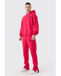 BoohooMAN - Tall Oversized Boxy Zip Thru Gothic Hooded Tracksuit - Lyst