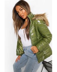 petite luxe faux fur hood sporty cropped coat