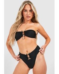 Boohoo - Hammered Trim Bandeau Bikini Top - Lyst